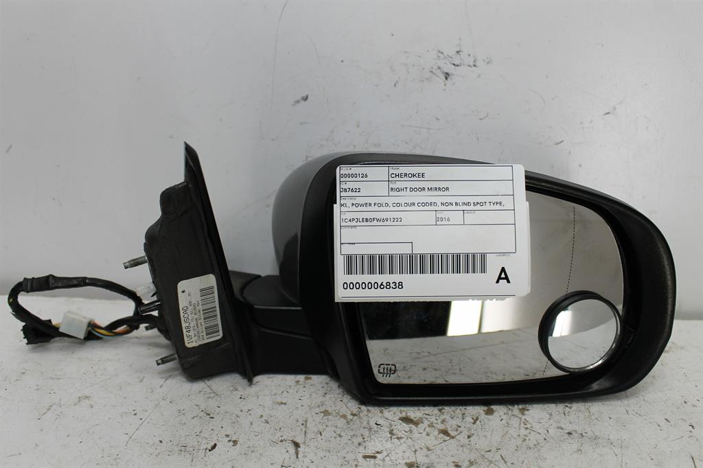 Used Jeep, Cherokee Right Door Mirror Kl Power Fold Colour Coded Non Blind Spot Type 02/14 03/18 2016 – image 1 - All Good Parts