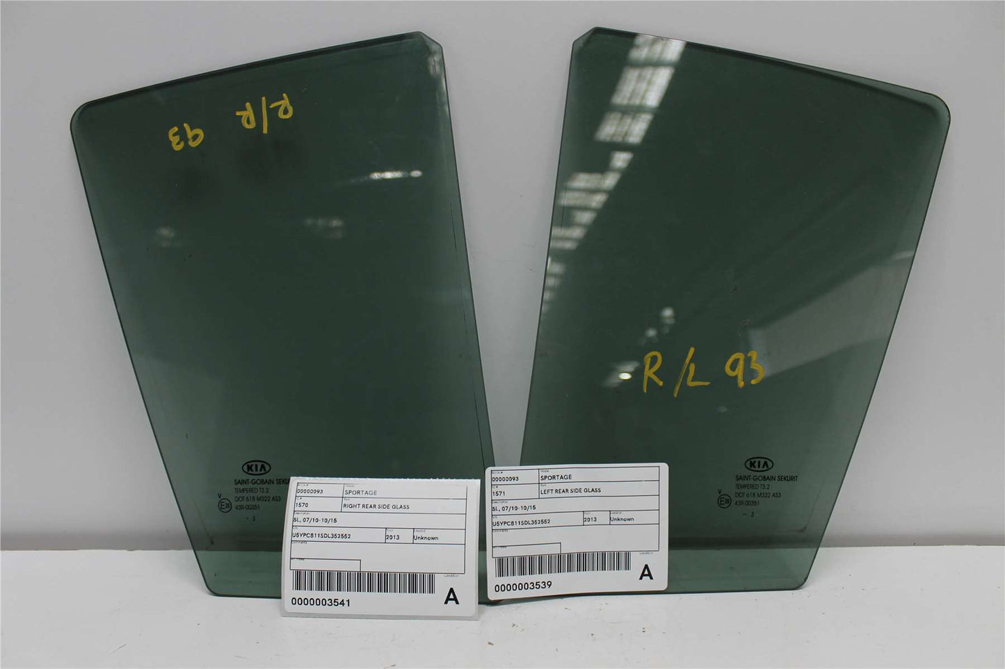 Kia, Sportage Right Rear Side Glass Sl 07/10 10/15