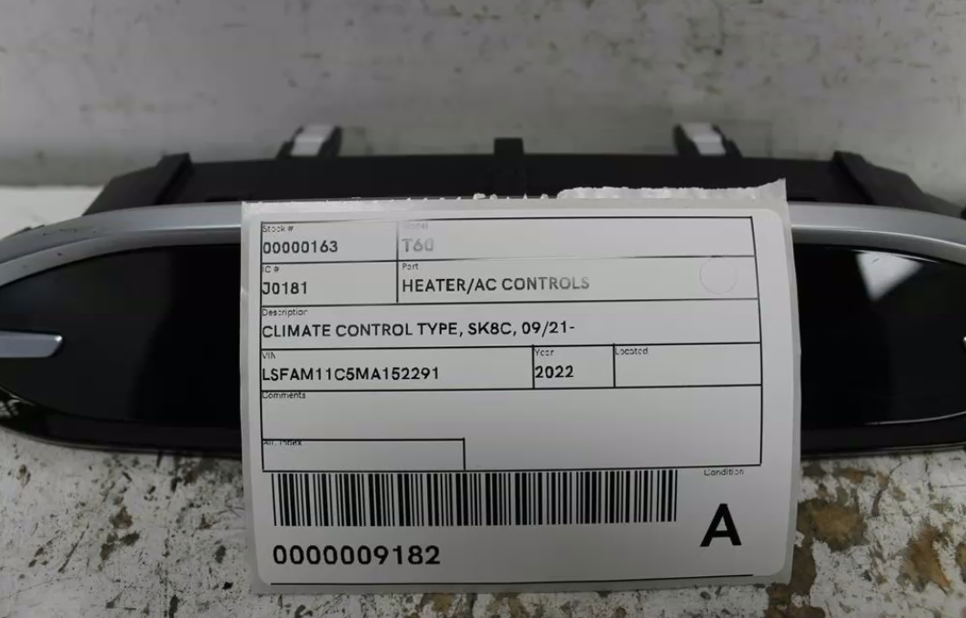 Used LDV, T60 Heater/Ac Controls Climate Control Type Sk8C 09/21 2022 – image 1 - All Good Parts