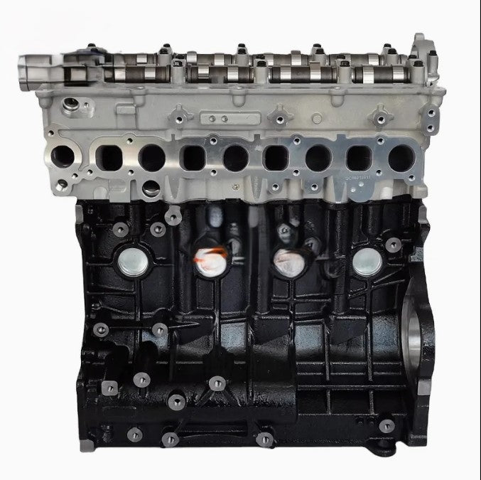 A brand new Hyundai Iload D4CB 2.5L turbo diesel engine without the top cover showing the valves and pistons.