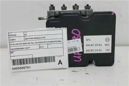 Audi, A1 Abs Pump/Modulator On Alloy P/N 6R0614517Al On Module P/N 6R0907379Ba 8X 11/12 05/14