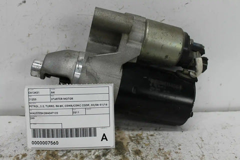 Audi, A4 Starter Motor Petrol 2.0 Turbo B8 8K Cdnb/Cdnc Code 02/08 01/16