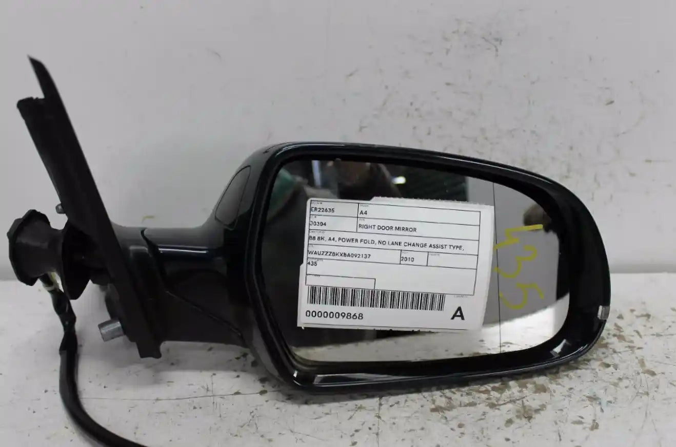 Audi, A4 Right Door Mirror B8 8K A4 Power Fold No Lane Change Assist Type 02/08 01/16