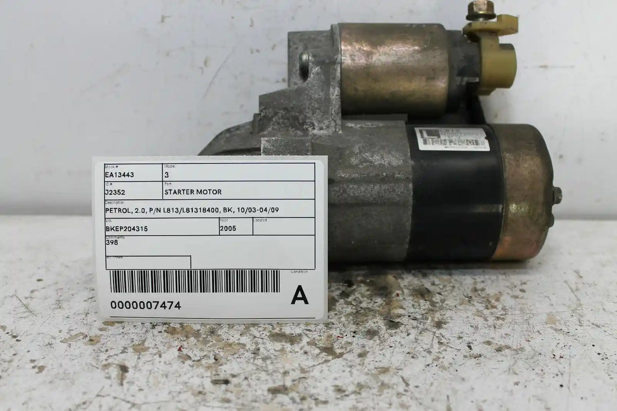 Used Mazda, 3 Starter Motor Petrol 2.0 P/N L813/L81318400 Bk 10/03 04/09 2005 – image 1 - All Good Parts