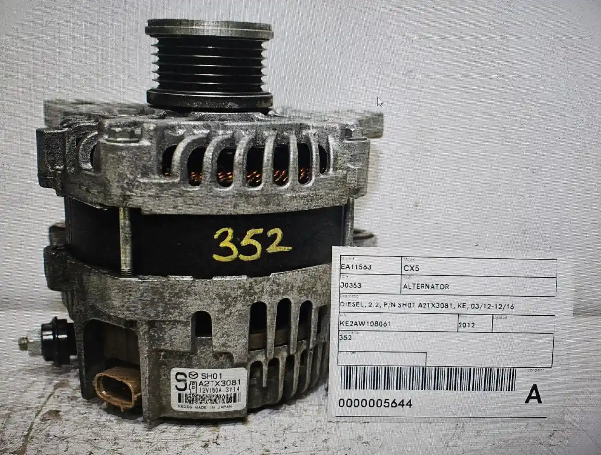 Mazda, CX5 Alternator Diesel 2.2 P/N Sh01 A2Tx3081 Ke 03/12 12/16