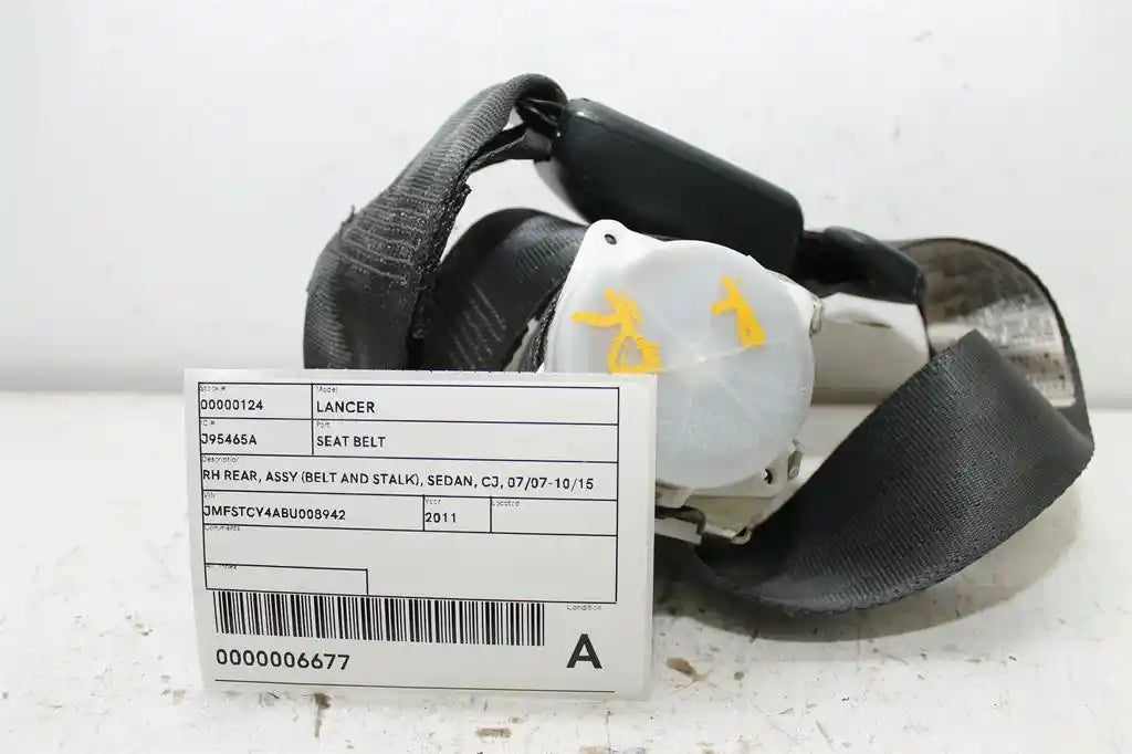 Used Mitsubishi, Lancer Seat Belt Rh Rear Assy (Belt And Stalk) Sedan Cj 07/07 10/15 2011 – image 1 - All Good Parts
