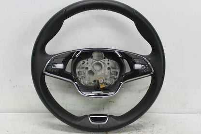 Used Skoda, Fabia Steering Wheel Nj 3 Spoke Leather Non Dotted Type W/ Black Stitch Black Audio Control Type 01/15 08/21 2020 – image 1 - All Good Parts