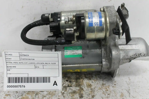 Subaru, Outback Starter Motor Petrol Fb25 Auto Cvt 6 Speed 6Th Gen 08/14 12/20