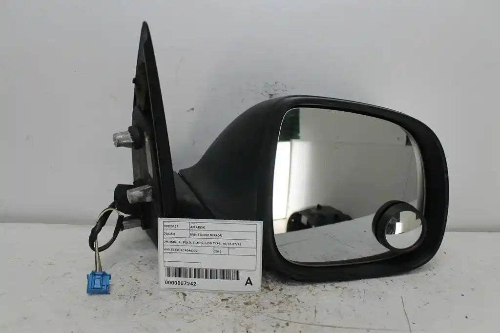 Volkswagen, Amarok Right Door Mirror 2H Manual Fold Black 6 Pin Type 10/10 07/13