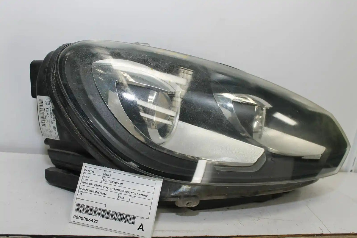 Used Volkswagen, Golf Right Headlamp Gen 6 Gti Xenon Type W/ Daytime Running Lamp 10/08 03/13 2010 – image 1 - All Good Parts