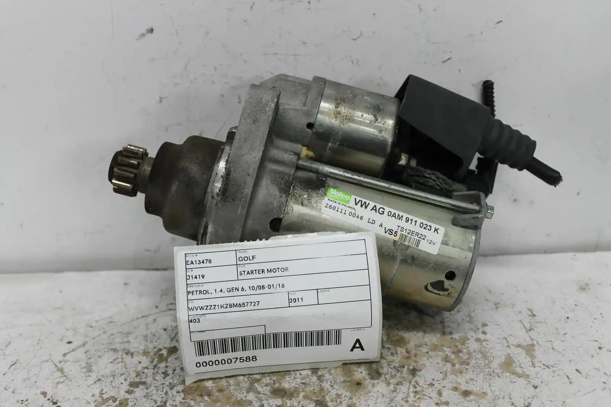Used Volkswagen, Golf Starter Motor Petrol 1.4 Gen 6 10/08 01/16 2011 – image 1 - All Good Parts