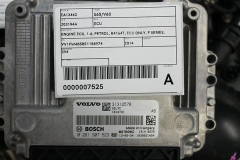 Volvo, S60/V60 Ecu 1.6 Petrol B4164T Ecu Only F Series 10/11 12/18