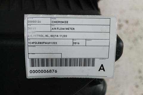 Jeep, Cherokee Air Flow Meter 2.4 Petrol Kl 02/14 11/22