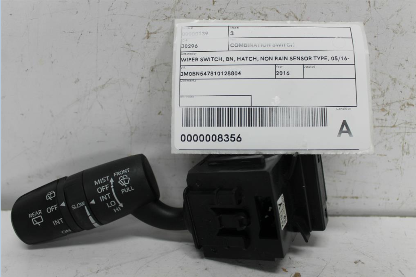 Mazda, 3 Combination Switch Wiper Switch Bn Hatch Non Rain Sensor Type 05/16 02/19