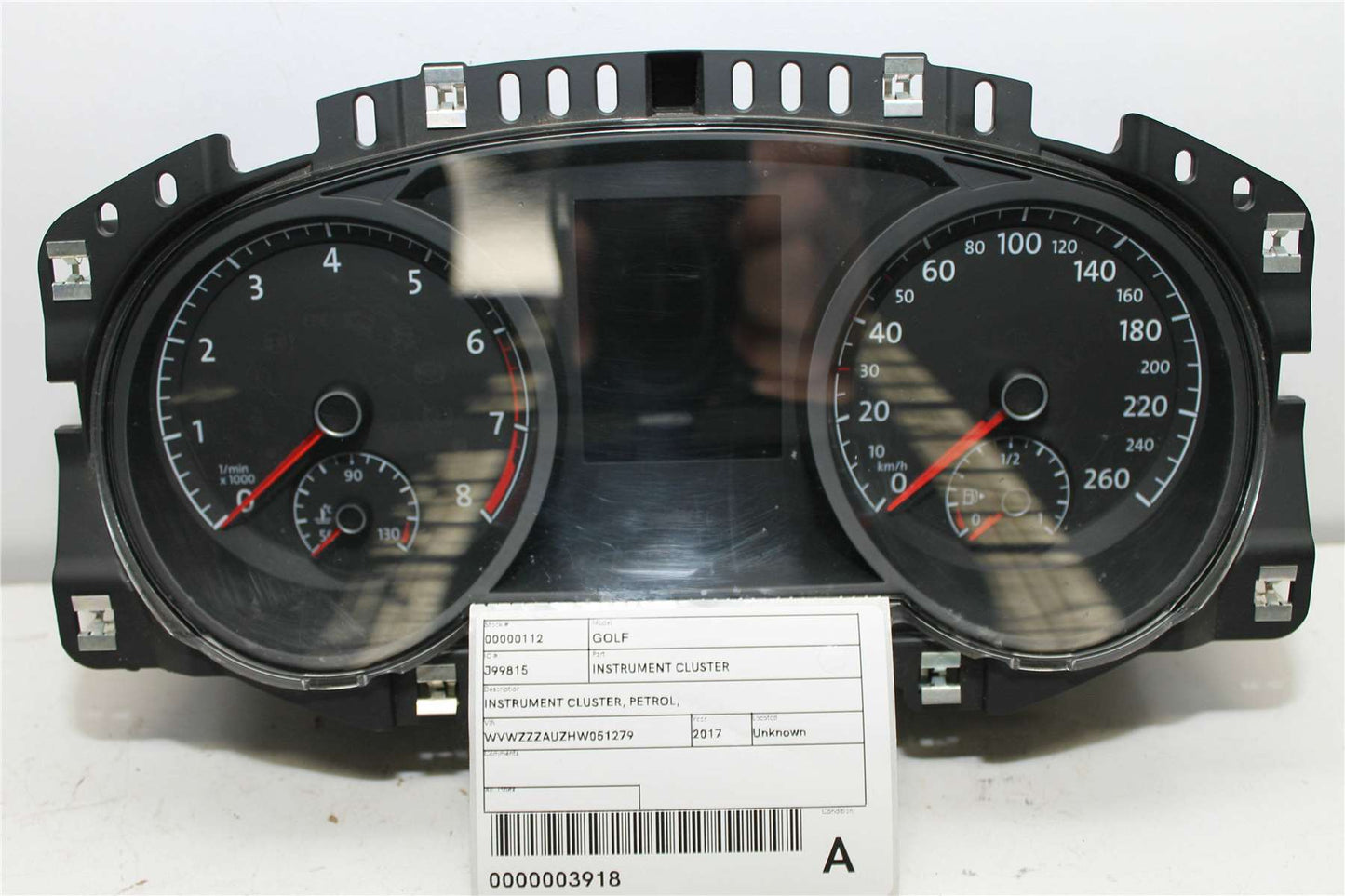 Volkswagen, Golf Instrument Cluster Instrument Cluster Petrol Base/Comfortline/Trendline Gen 7 12/12 03/17