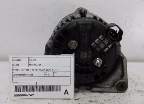 Holden, Cruze Alternator Petrol 1.8 F18D4 Auto T/M Jh 03/11 01/17