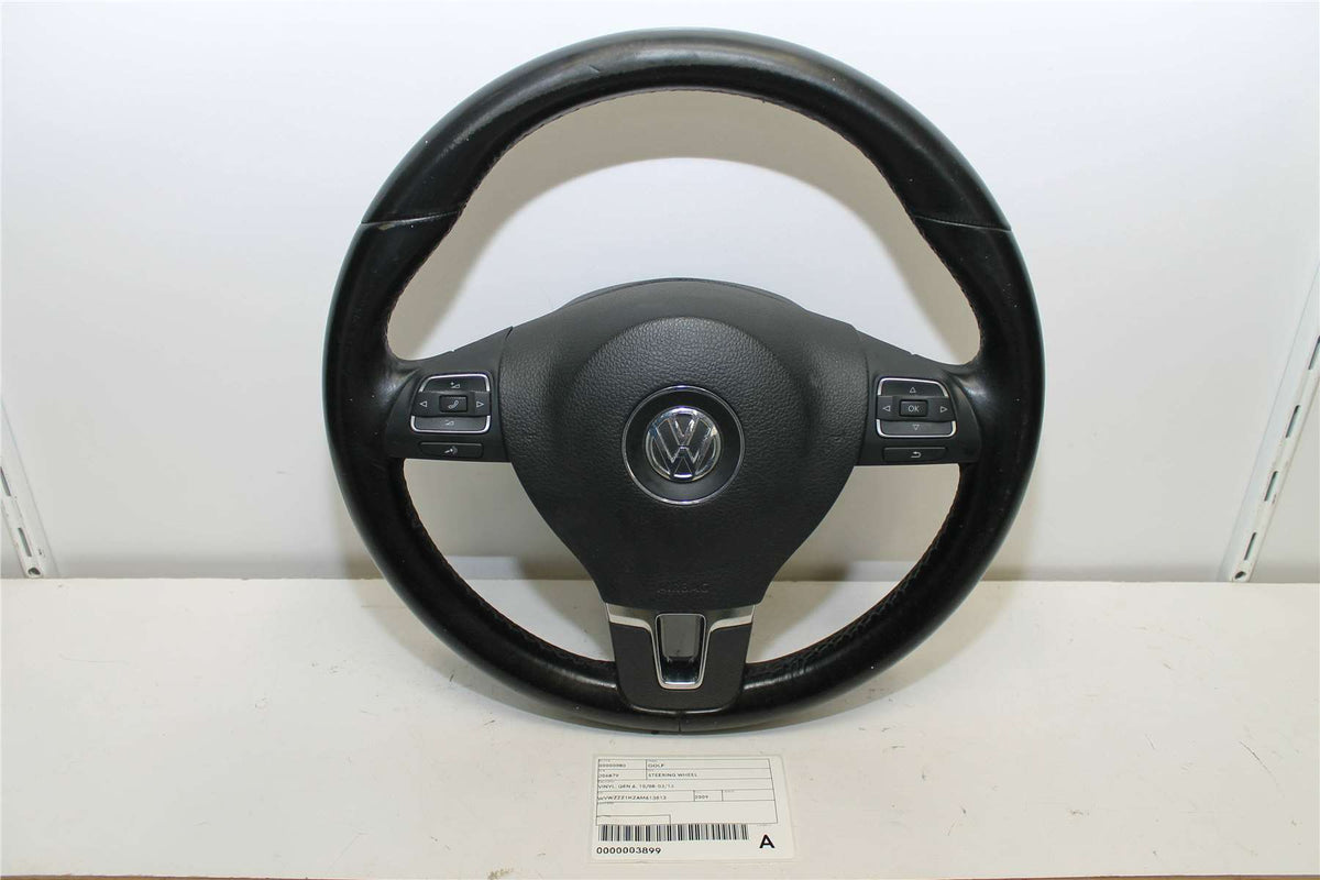 Used Volkswagen, Golf Steering Wheel Leather Standard Non Paddle Shift Type Gen 6 10/08 01/16 2009 – image 1 - All Good Parts
