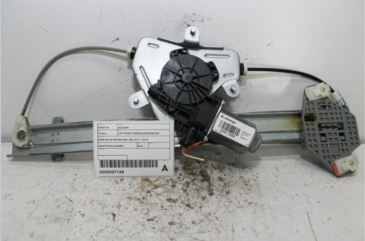 Used Hyundai, Accent Left Front Window Reg/Motor Door Reg & Motor Assy Rb 07/11 12/19 2016 – image 1 - All Good Parts