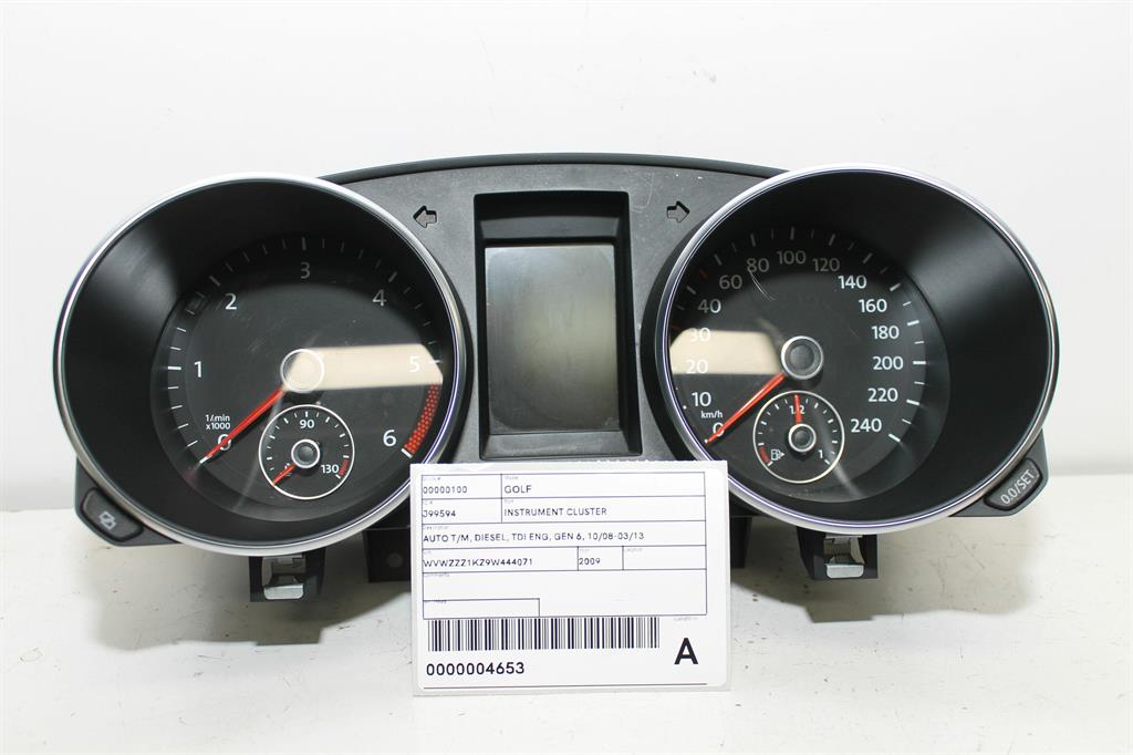 Volkswagen, Golf Instrument Cluster Auto T/M Diesel Tdi Eng Gen 6 10/08 03/13