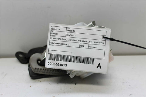 Subaru, Tribeca Seat Belt Lh Rear 3Rd Row Assy (Belt And Stalk) B9 10/06 01/14