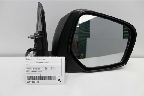 Mitsubishi, Challenger Right Door Mirror Kh/Pb Black Unpainted Non Indicator Type 12/09 06/13