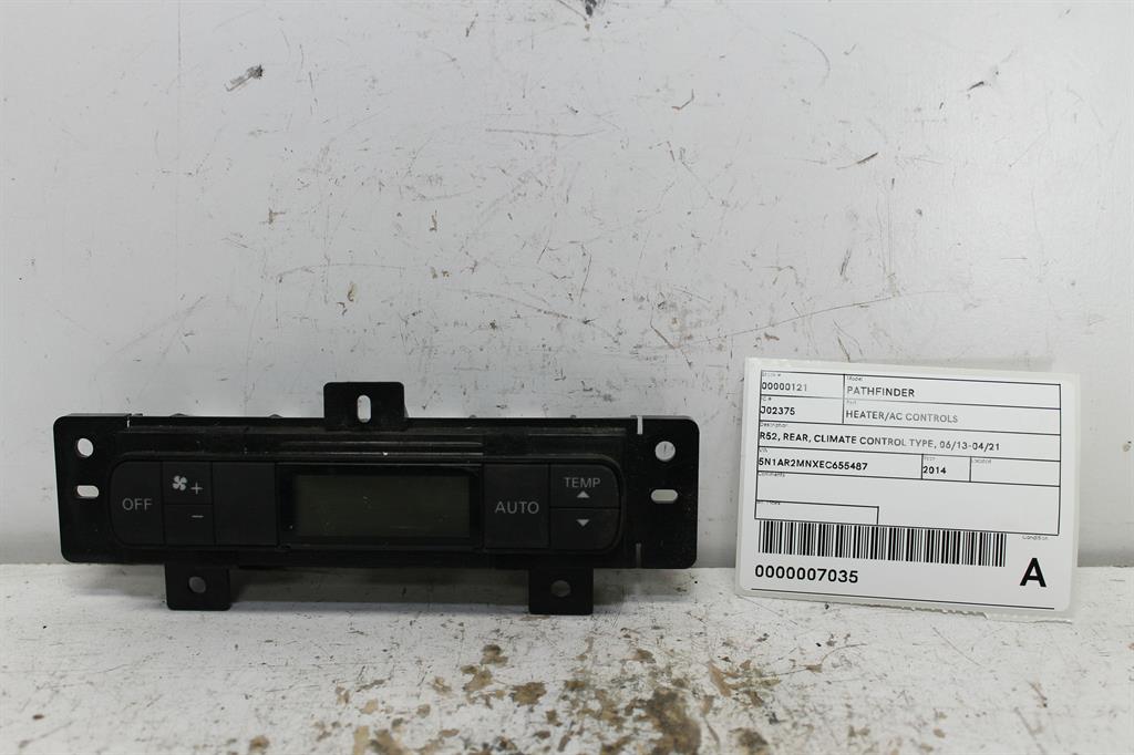 Nissan, Pathfinder Heater/Ac Controls R52 Rear Climate Control Type 06/13 04/21