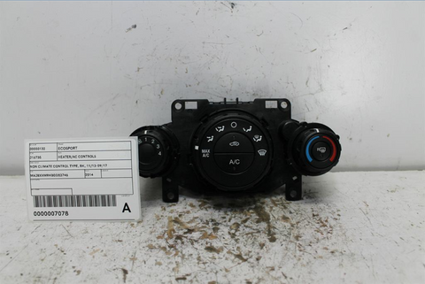 Ford, Ecosport Heater/Ac Controls Non Climate Control Type Bk 11/13 09/17