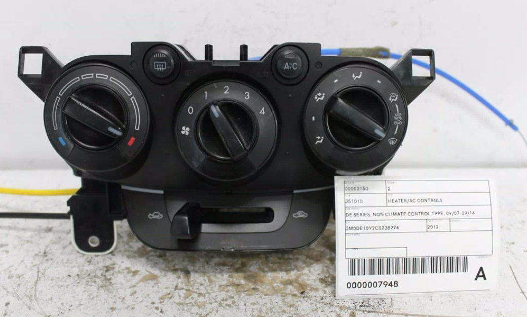 Mazda, 2 Heater/Ac Controls De Series Non Climate Control Type 09/07 09/14