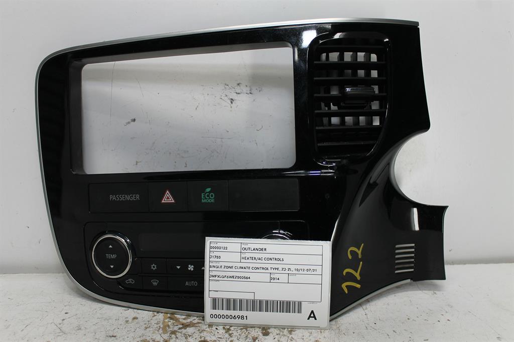 Mitsubishi, Outlander Heater/Ac Controls Dual Zone Climate Control Type Zj Zl 10/12 07/21