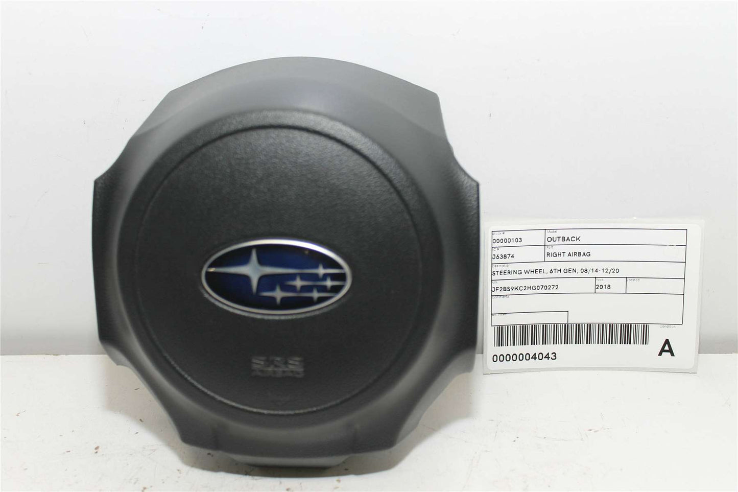 Subaru, Outback Right Airbag Steering Wheel 6Th Gen 08/14 12/20