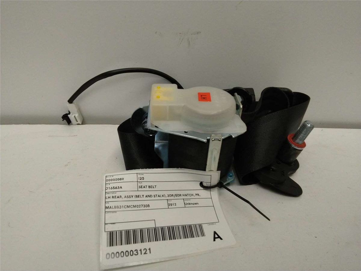 Used Hyundai, I20 Seat Belt Lh Rear Assy (Belt And Stalk) 3Dr/5Dr Hatch Pb 07/10 12/15 2012 – image 1 - All Good Parts