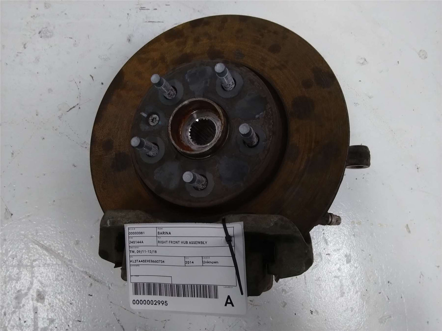 Holden, Barina Right Front Hub Assembly Tm 09/11 12/18